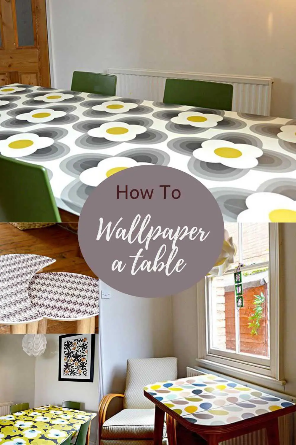 How to decoupage tabletop with wallpaper