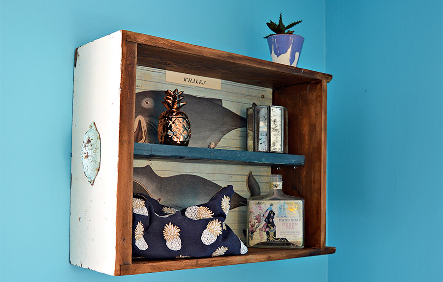 How To Make Upcycled Drawers into a Handy Wall Unit - Pillar Box Blue