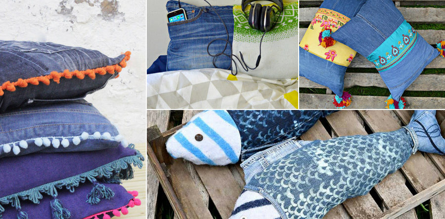 All the Best Ideas for Making Denim Pillows (Cushions) - Pillar Box Blue All the Best Ideas for Making Denim Pillows (Cushions) - Pillar Box Blue