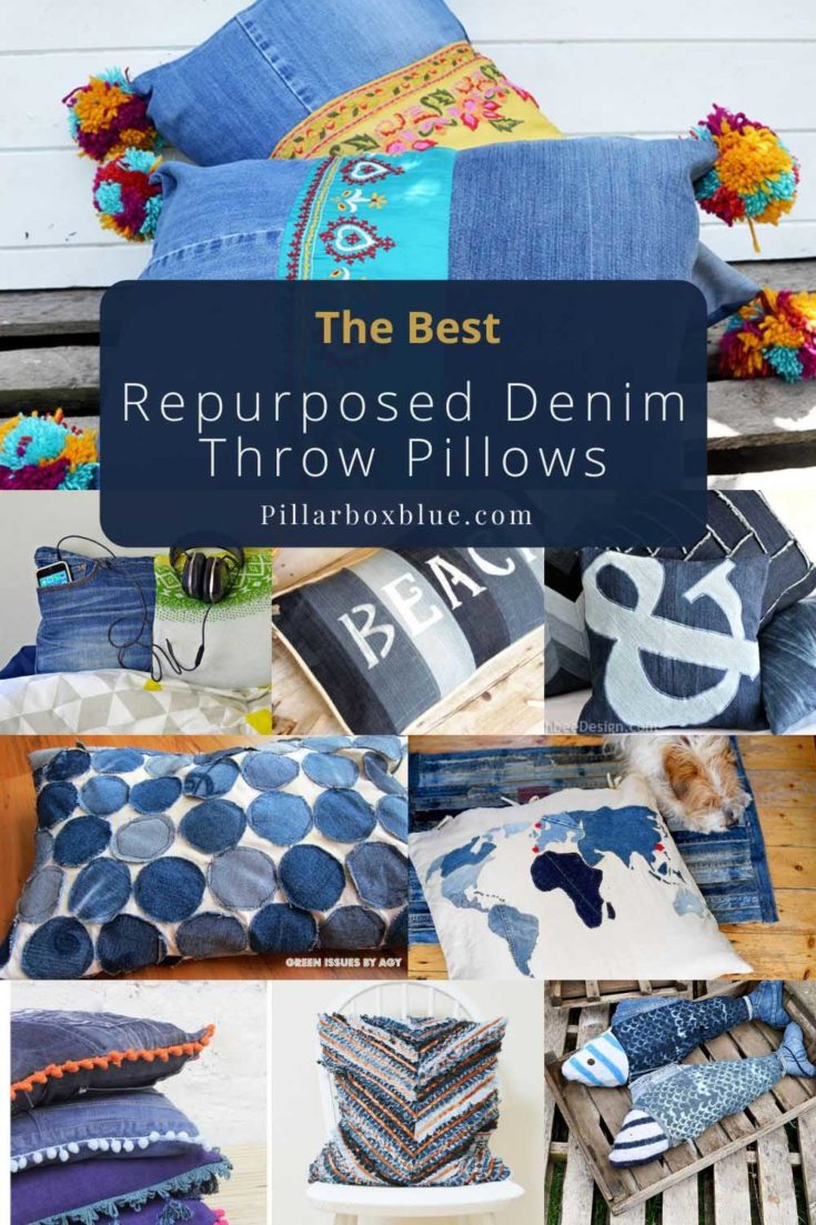 All the Best Ideas for Making Denim Pillows (Cushions) Pillar Box Blue