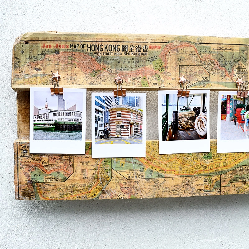 How to make a unique upcycled DIY pallet printed map picture frame. A cool and personal way to show your holiday photos.
