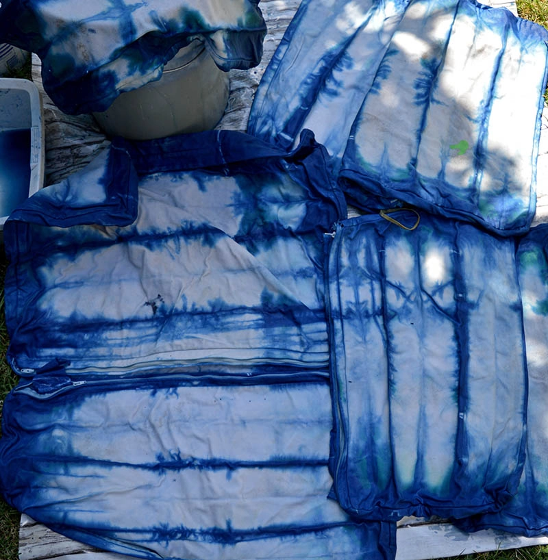 Shibori dyeing accordion fold.