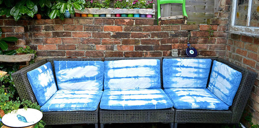 How To Create A Stunning Sofa With Shibori Dyeing Pillar Box Blue How To Create A Stunning Sofa With Shibori Dyeing