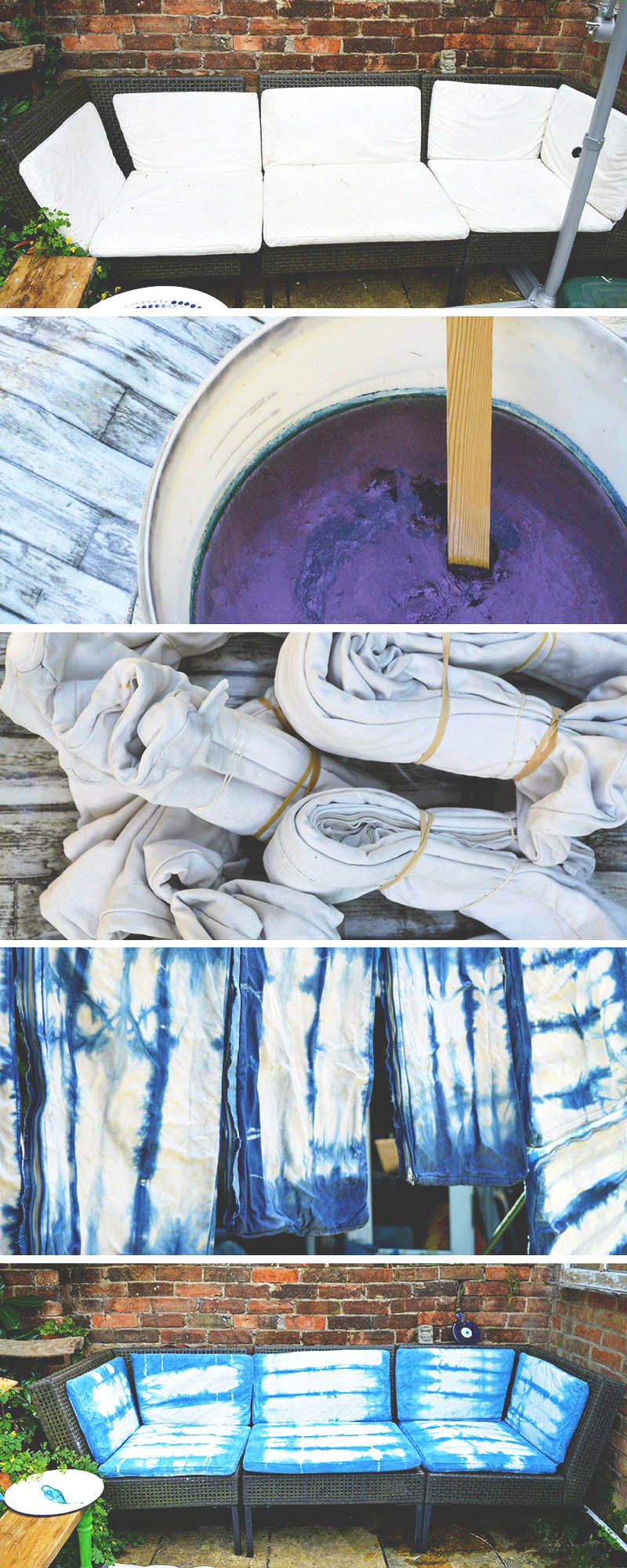 How to update an Ikea Ammero sofa with indigo shibori dyeing