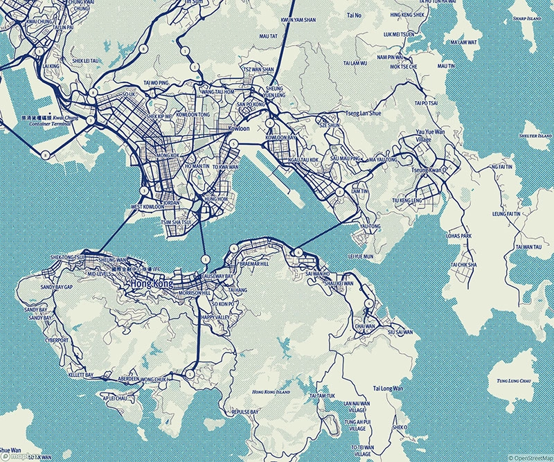 Mapbox generated map of Hong Kong