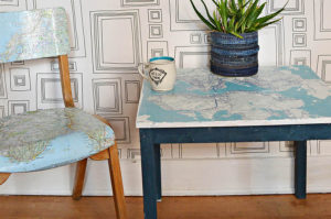 43 Amazing Map Decor Ideas for Travel Enthusiasts - Pillar Box Blue