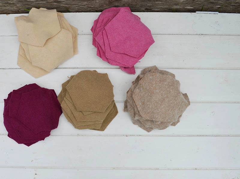 Felted wool hexagons