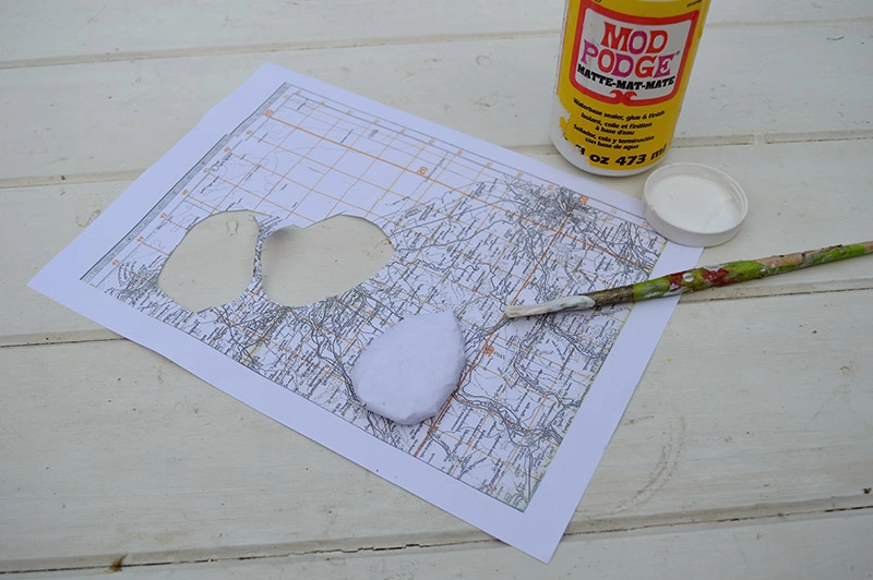 Map covered stones printing.