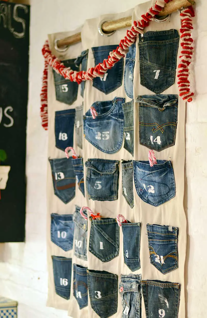 DIY jeans pocket advent calendar
