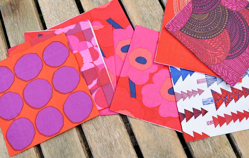 Assortment of Marimekko Christmas napkins.