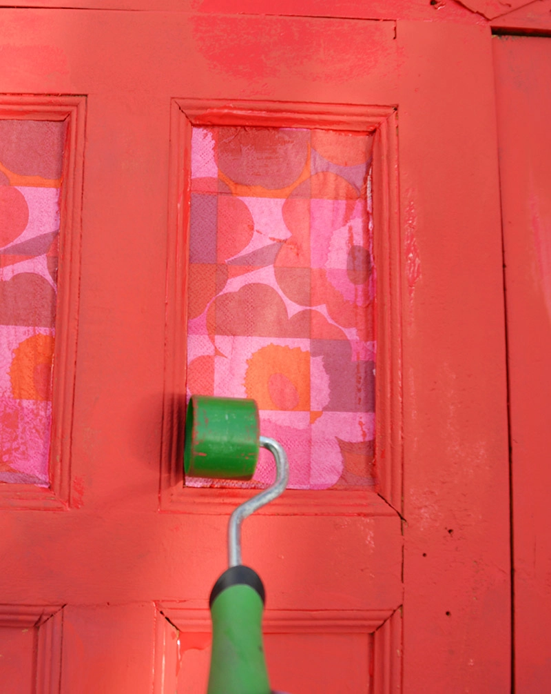 Marimekko napkin cabinet upcycle decoupage