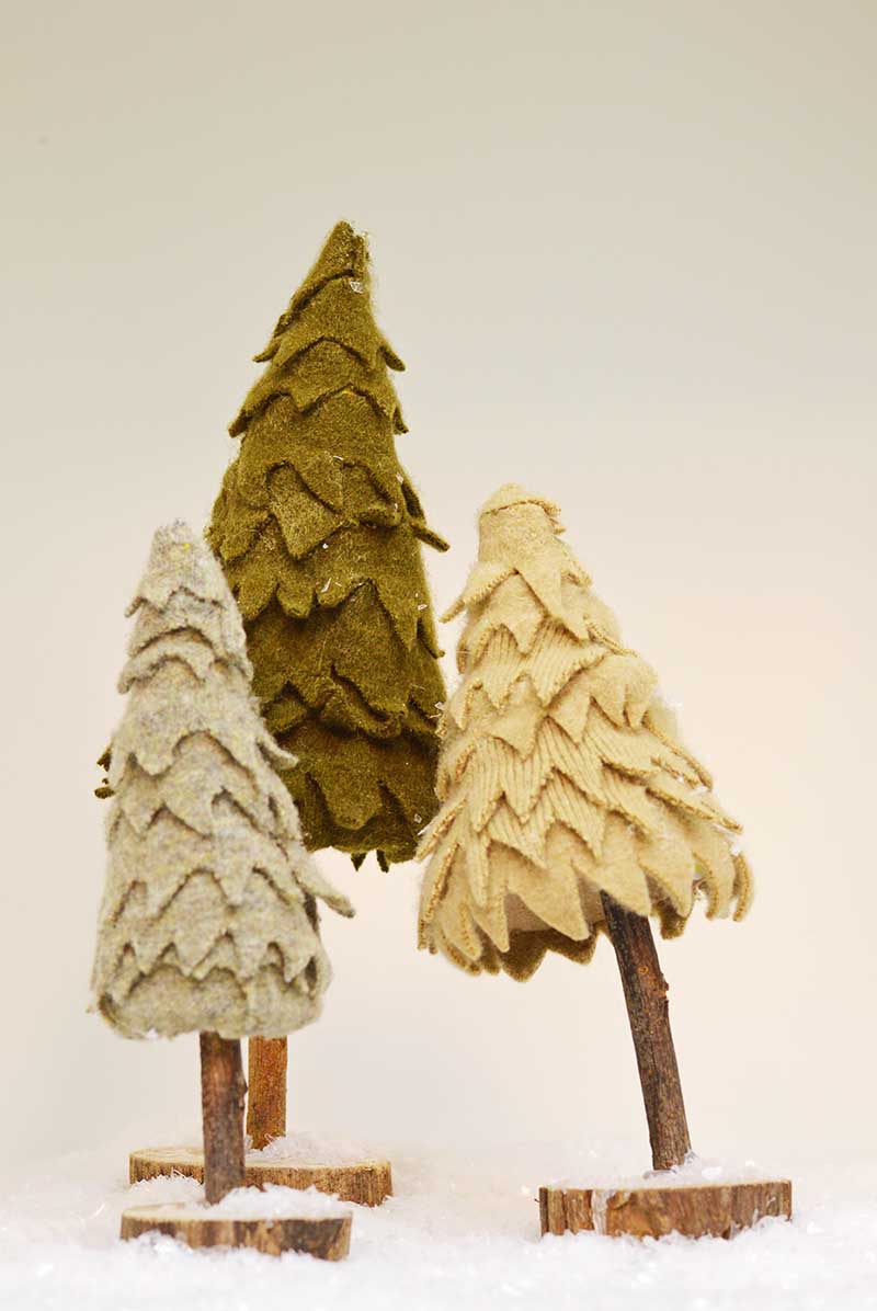 Use felt scraps from recycled sweaters to make felt Christmas trees for a really cute Christmas decoration.