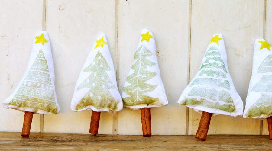 Christmas tree stamp ornaments