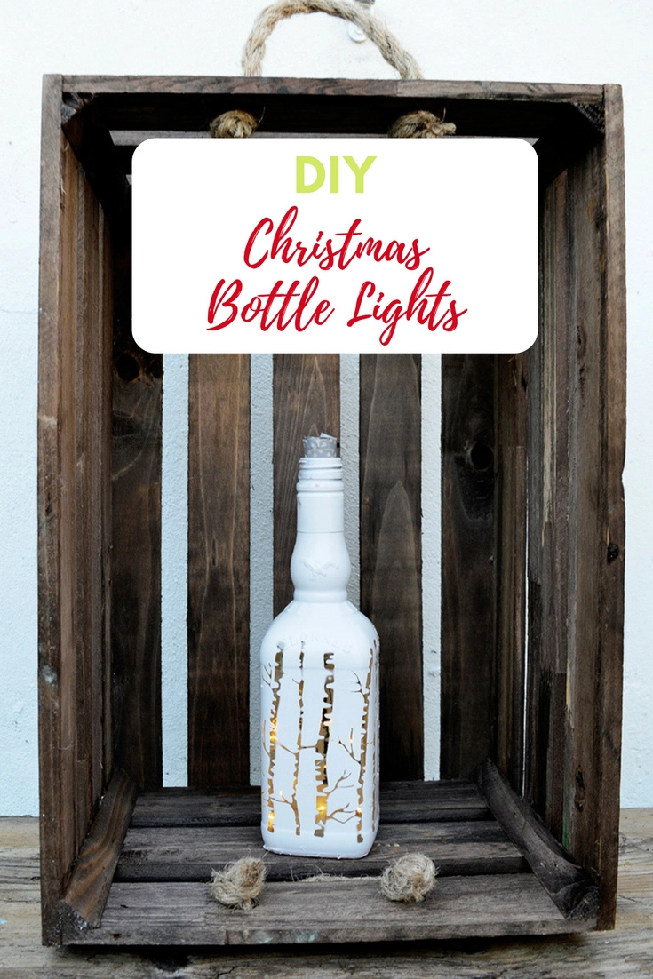 Birch decorated upcycled Christmas bottle lights
