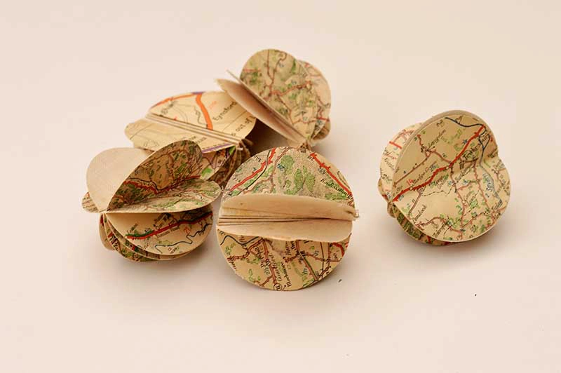 Paper Map Christmas Ornaments