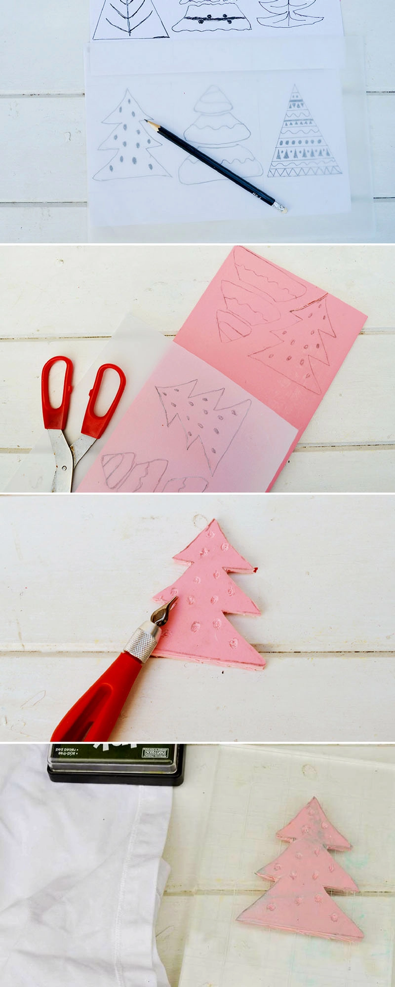 How to make your own Christmas tree stamp 