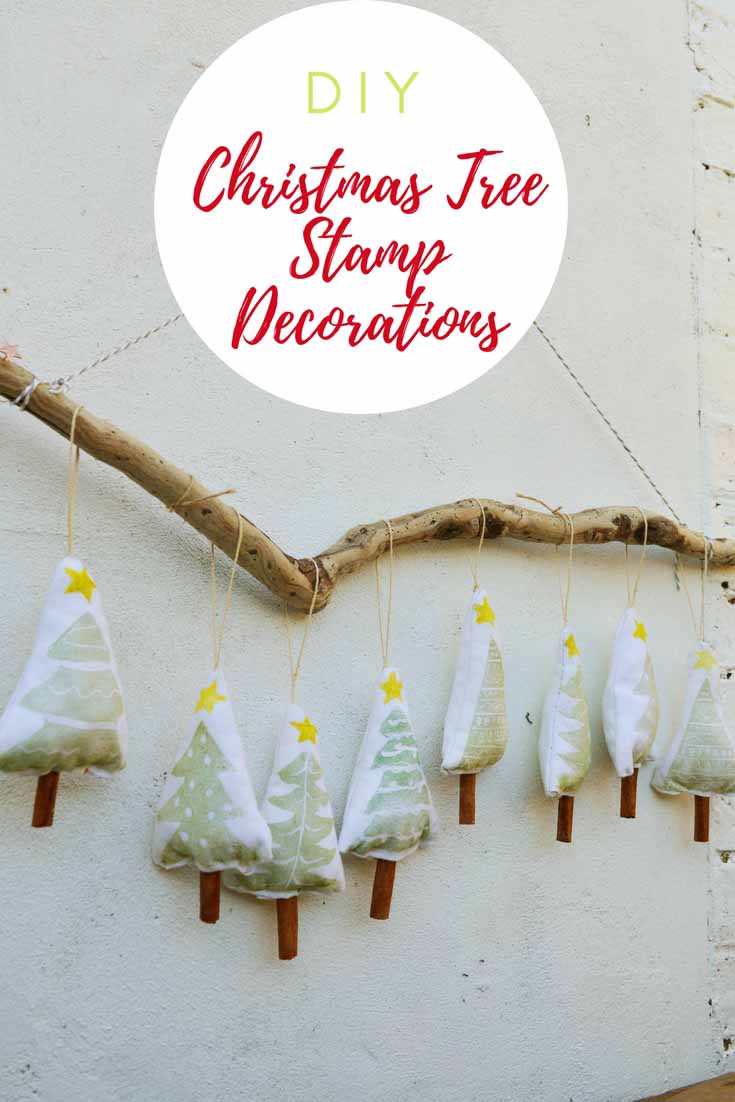 Design and make a Christmas tree stamp. Use this to create some gorgeous cinnamon scented Christmas tree decorations for your tree or to hang in a garland. #Christmascraft #Christmasdecoration #Christmastree #stamp #DIYstamp