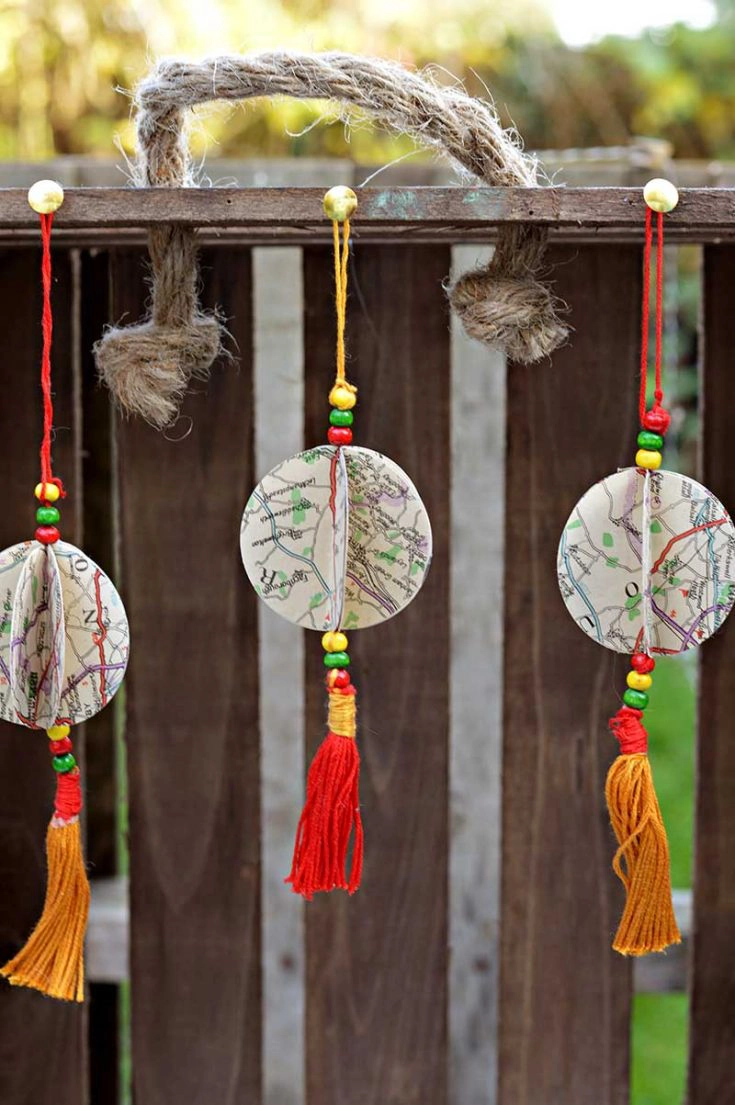 DIY Map Christmas ornaments