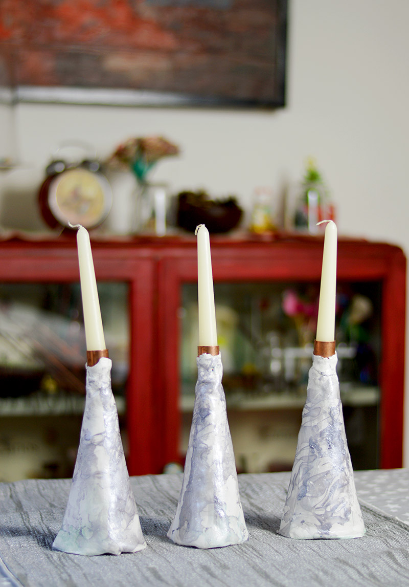 marble air dry clay candle holder for your table.