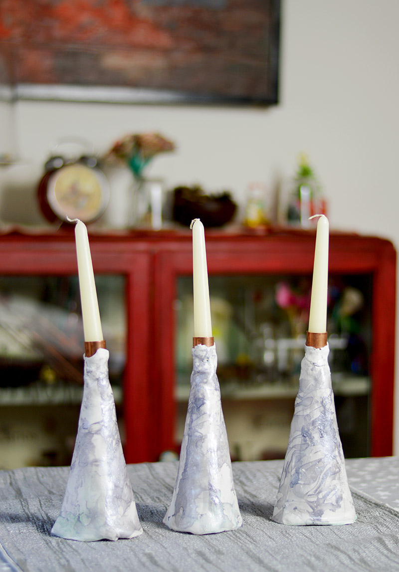 How To Make A Beautiful Air Dry Clay Candle Holder Pillar Box Blue