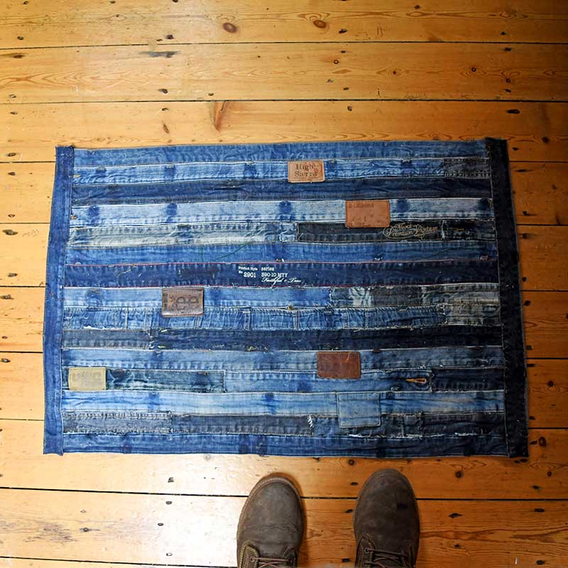 How To Make A Cool Denim Rug Without Sewing - Pillar Box Blue