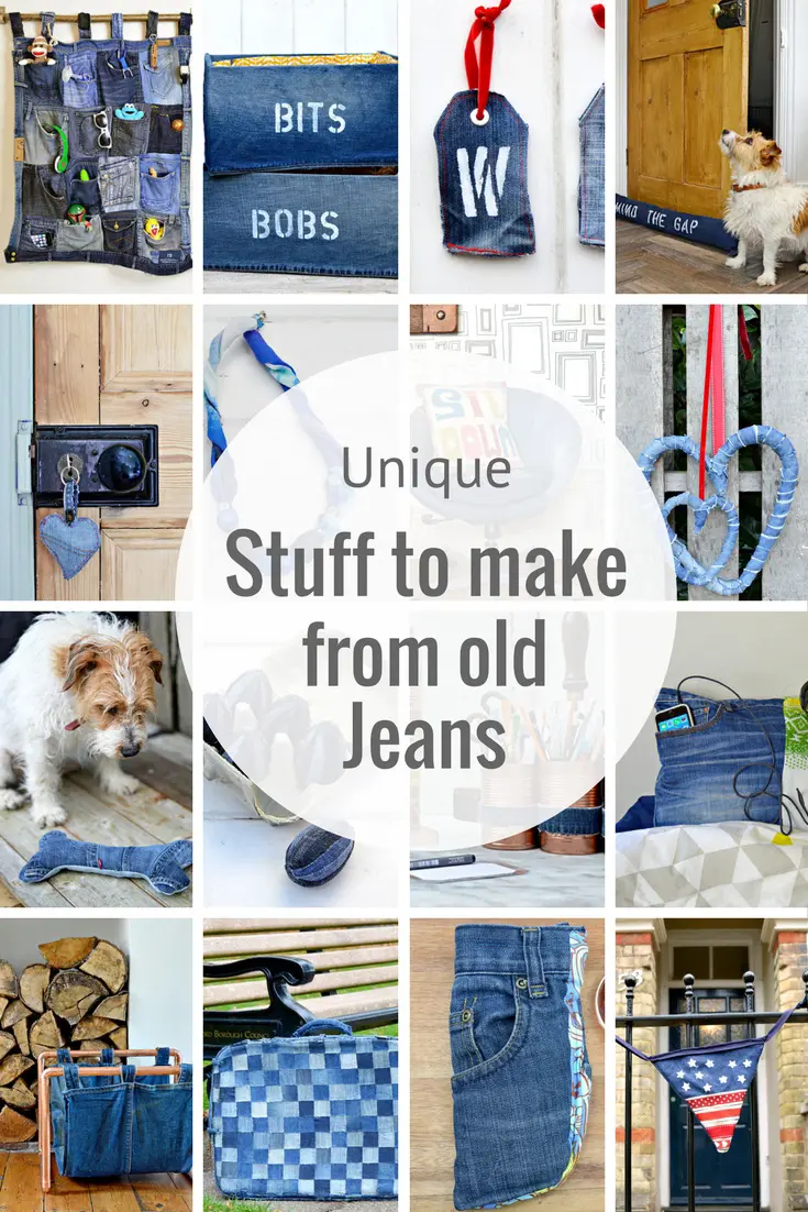 Unique upcycled denim and repurposed jeans ideas for the home.