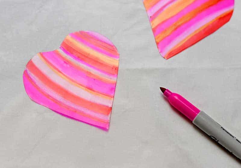 colouring in heart shrink plastic