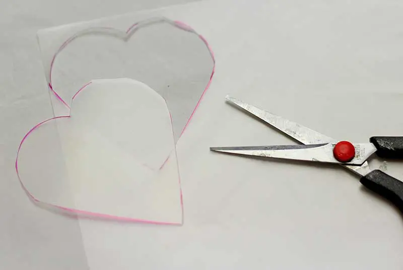 Cut out heart of shrink plastic