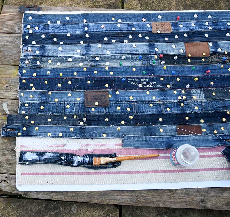 glueing waistbands to denim rug