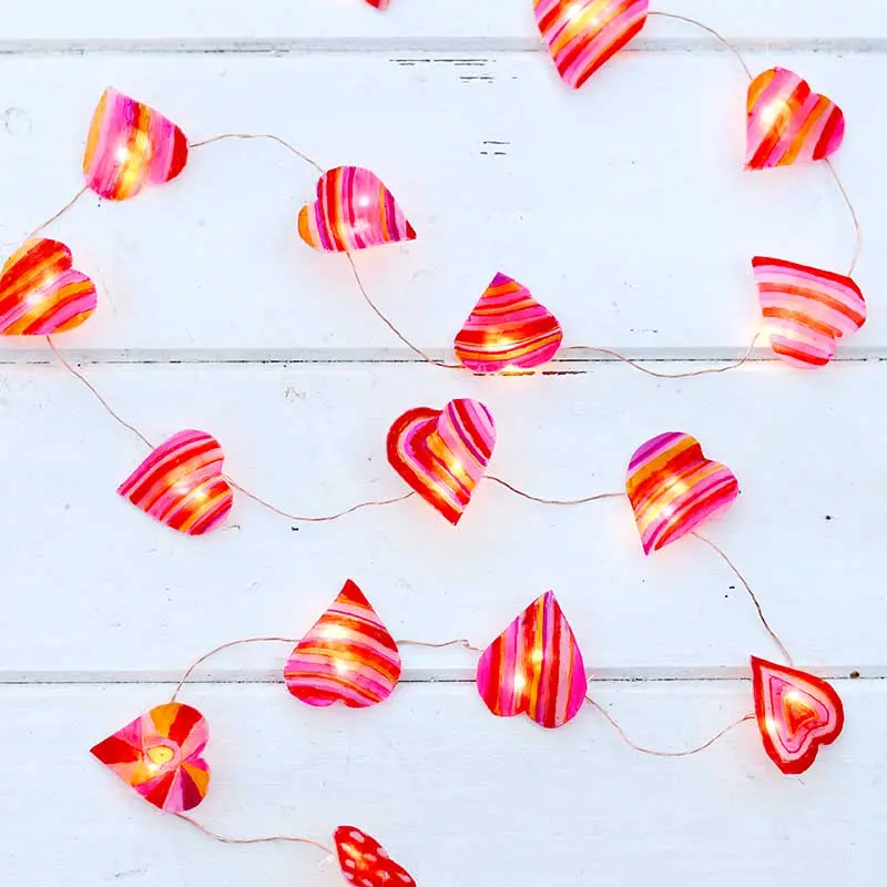 heart string lights made from shrink plastic