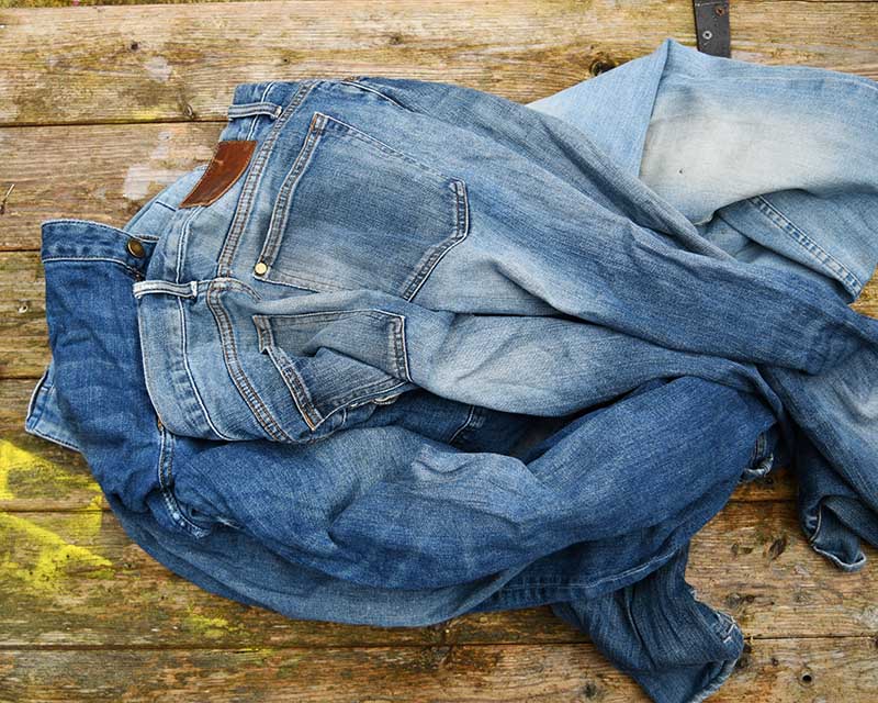 Pile of old jeans
