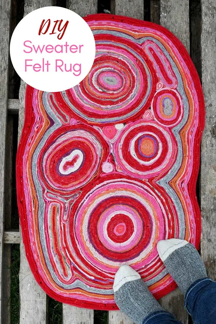 DIY sweater felt rug