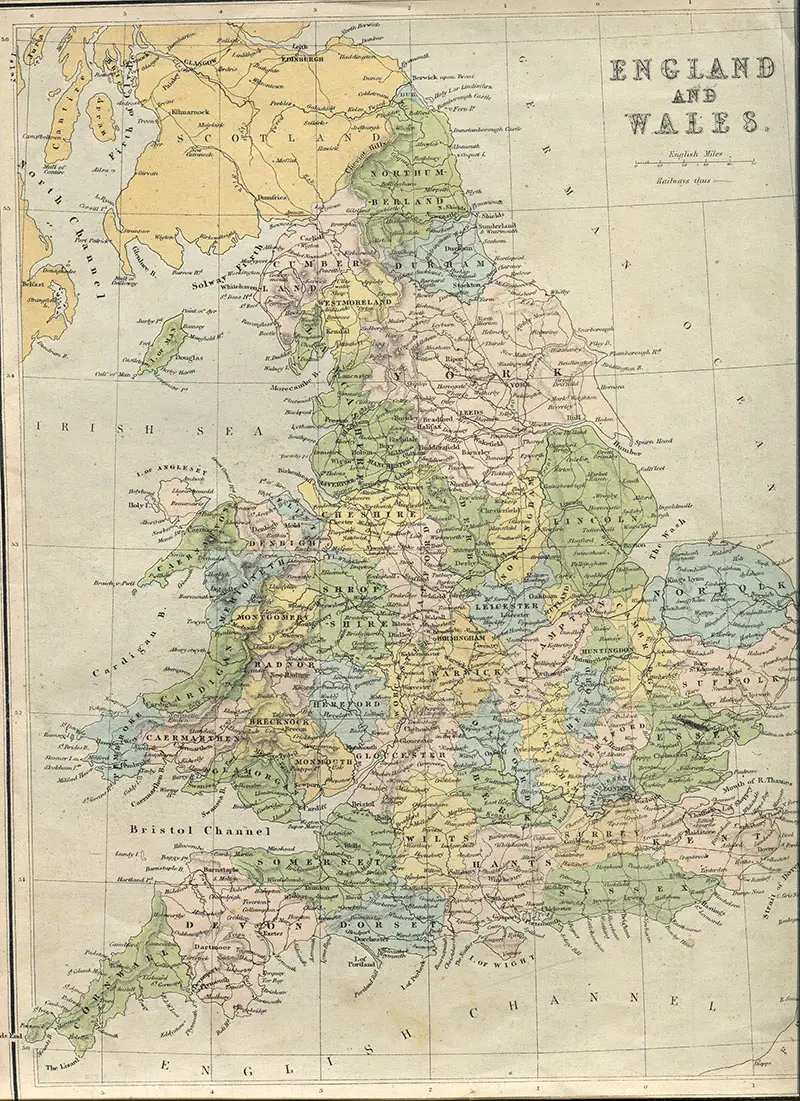 Vintage map of England And Wales
