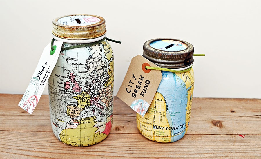 map mason jar bank