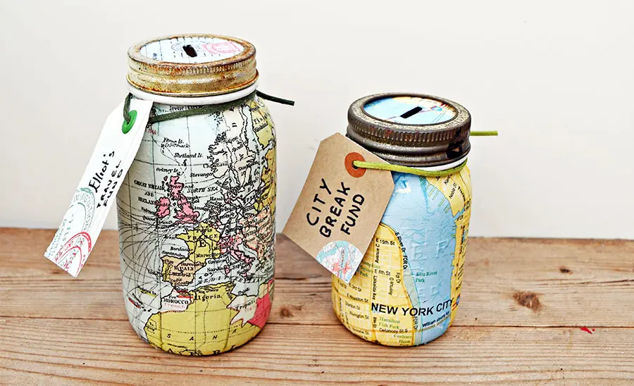 map mason jar bank