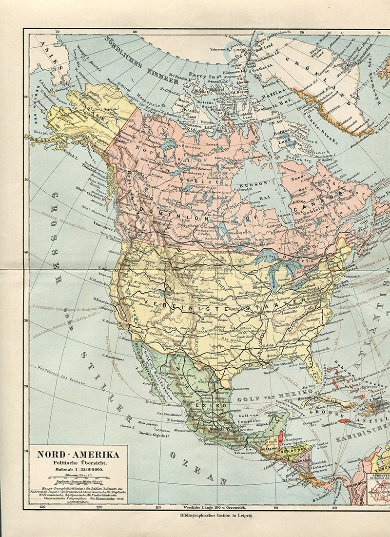 Vintage Map North America