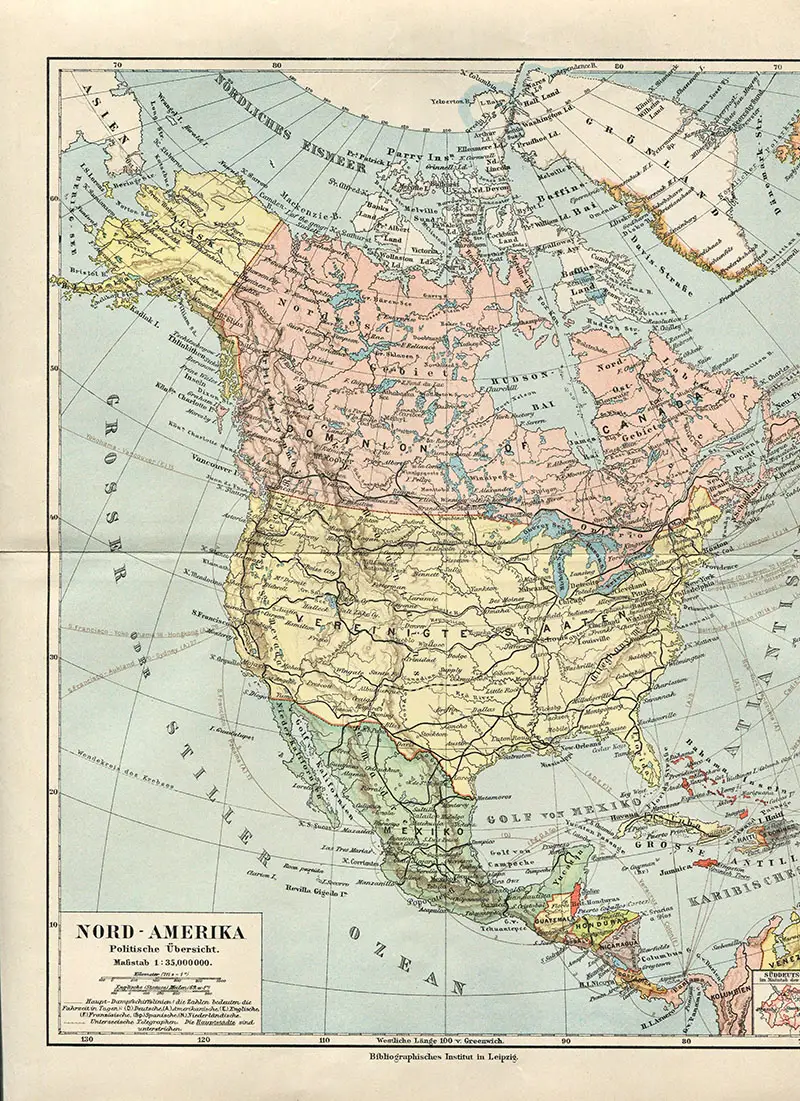 Vintage Map North America