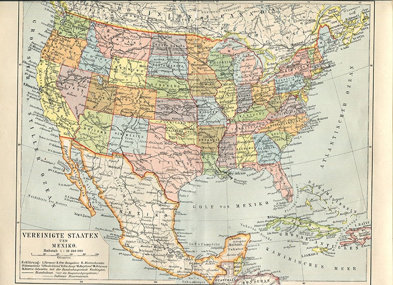 Vintage map of the USA
