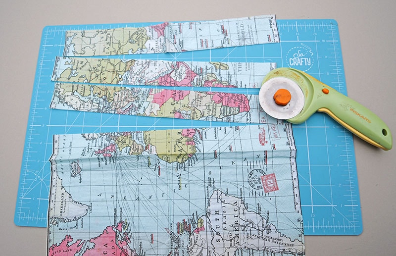 World map paper napkin cut