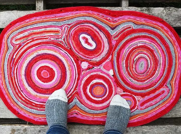 Felt rug made from old sweaters