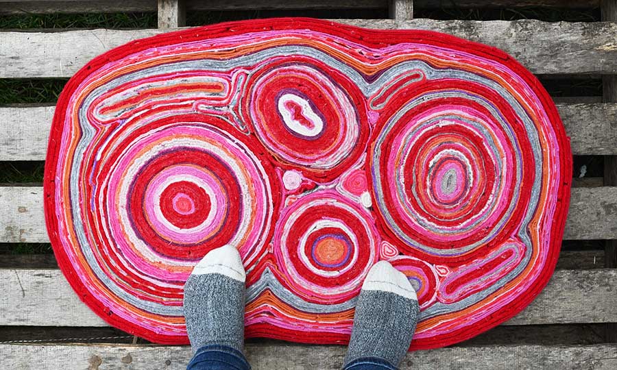 Felt rug made from old sweaters