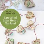 Upcycled map heart garland