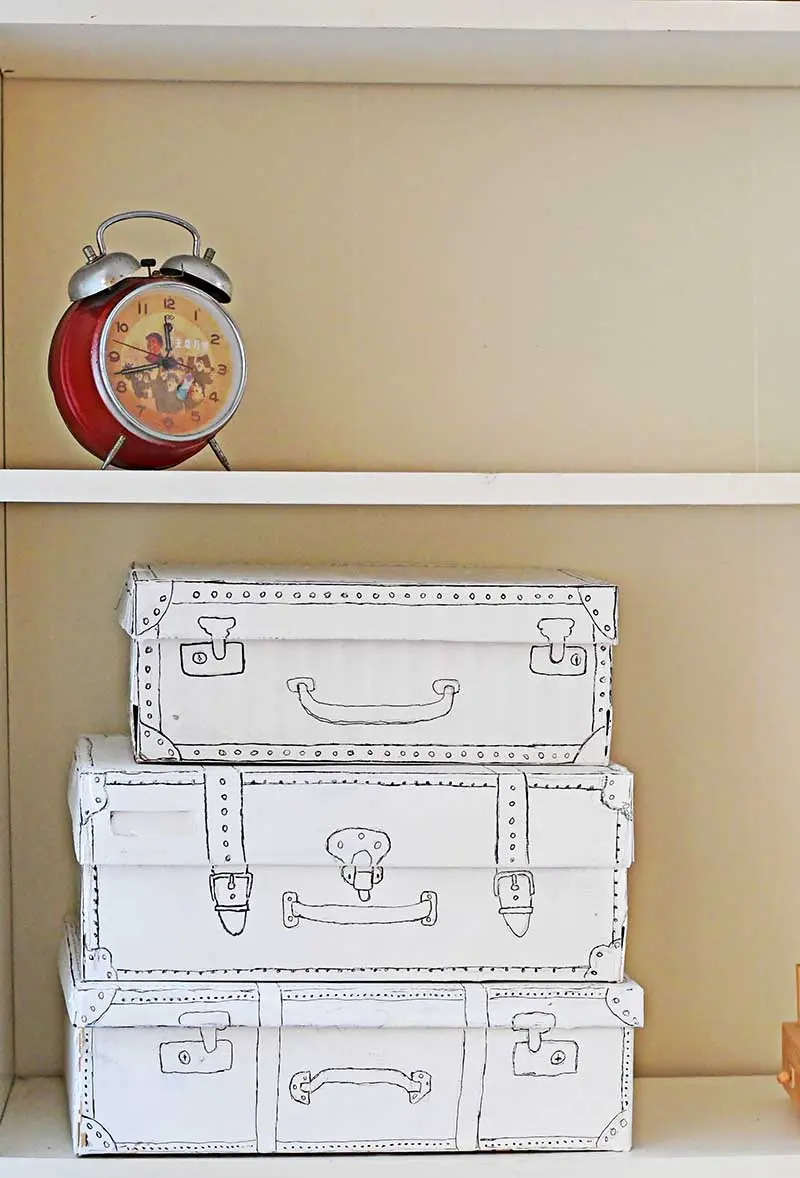 Shoe box craft suitcase doodle
