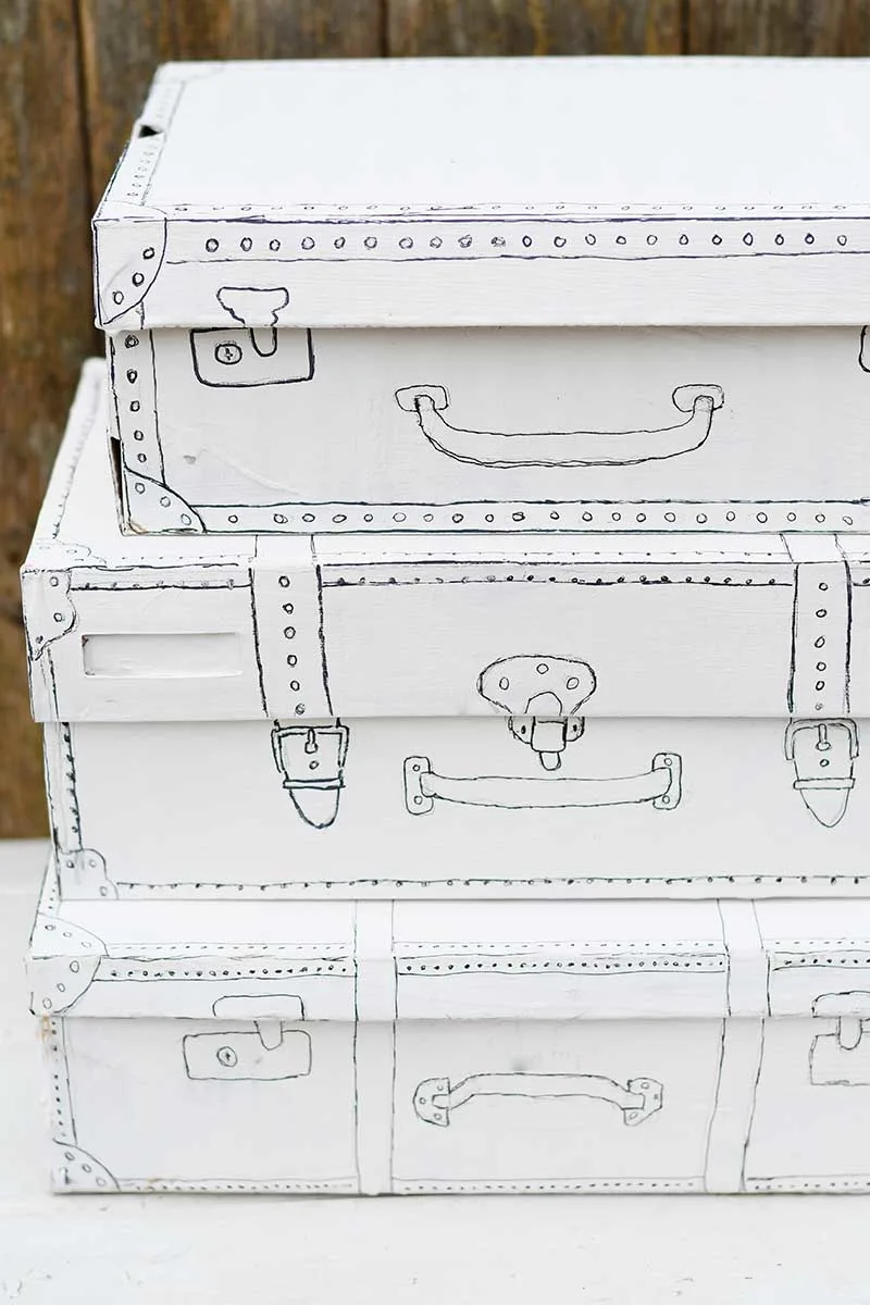 Vintage suitcase shoe box craft