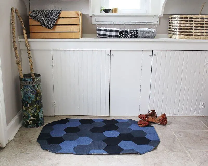 How to Make a Very Easy Tied Denim Shag Rug