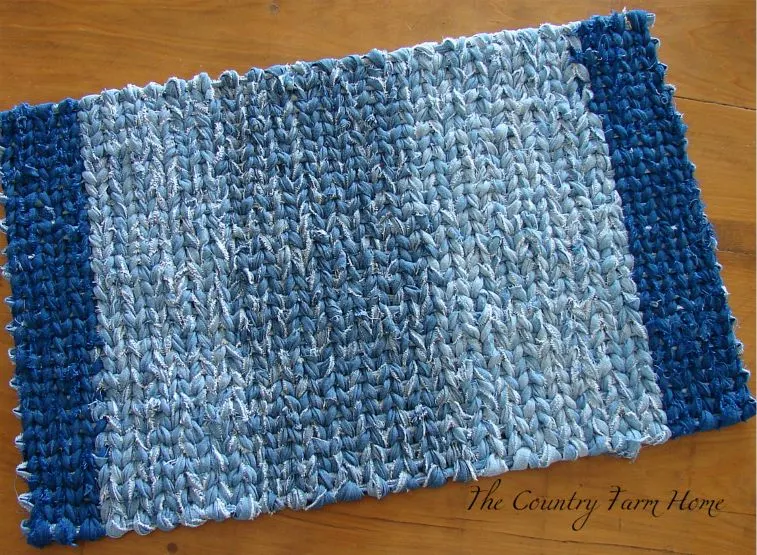 woven blue jeans rug