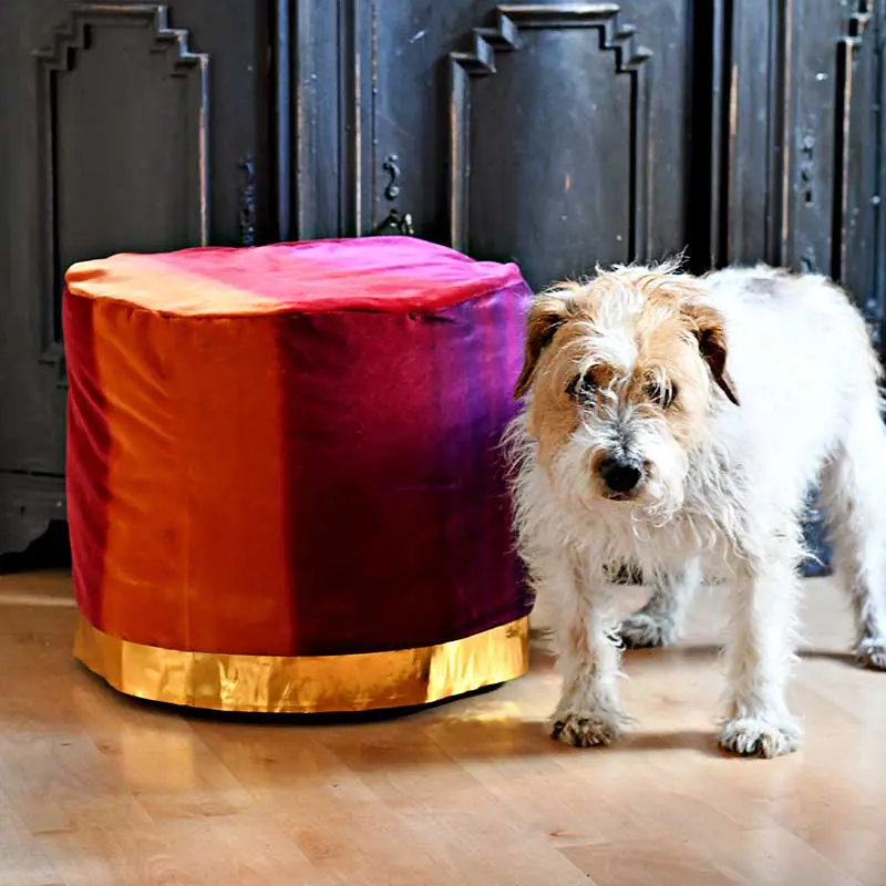 DIY floor pouf from a cable spool.