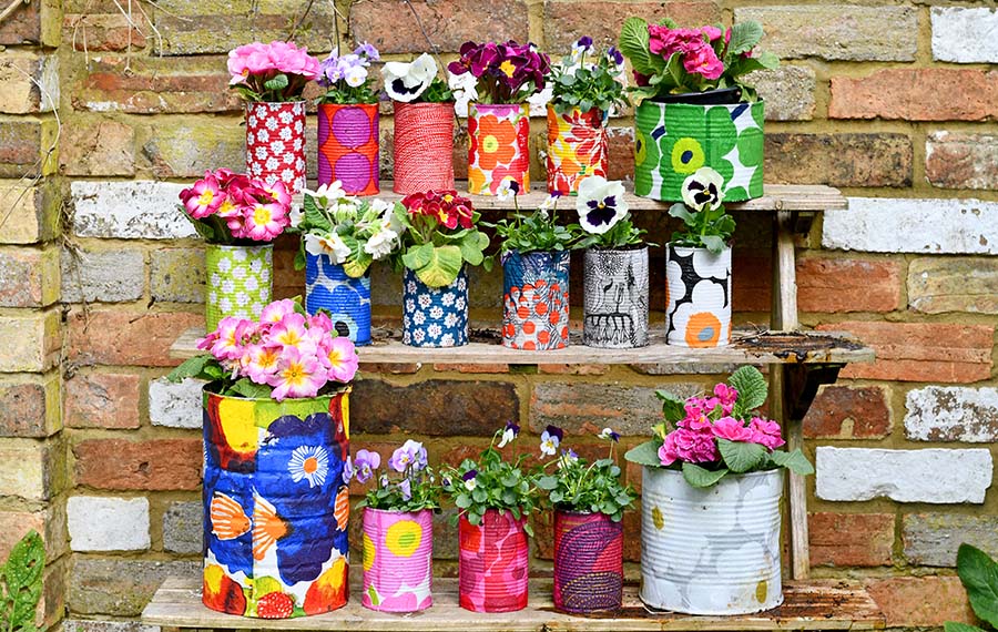 Marimekko Decorative tin can planters