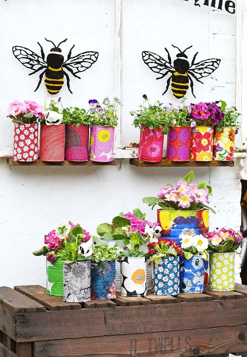Marimekko Decorative tin can planters