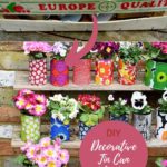 Upcycled decorative Marimekko tin can planters